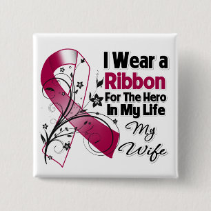 Wife Hero in My Life Head Neck Cancer 15 Cm Square Badge