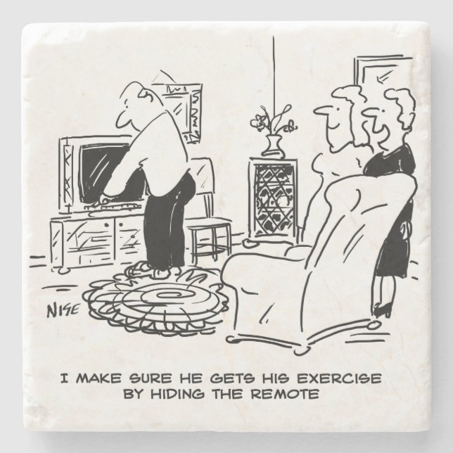 Wife Hides the TV Remote Control Stone Coaster (Front)