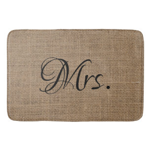 Wife - His and Hers Mr and Mrs Bride Groom Burlap Bath Mat