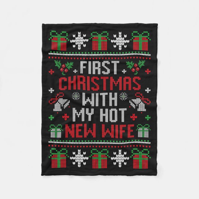 Wife Husband First Christmas Just Married Christma Fleece Blanket (Front)