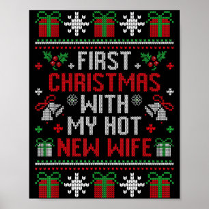 Wife Husband First Christmas Just Married Christma Poster