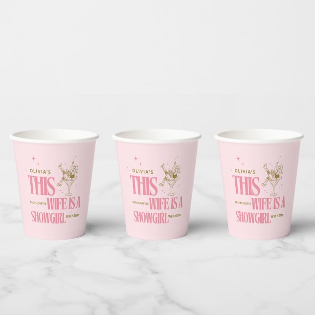 Wife is a showgirl bachelorette weekend itinerary  paper cups (Multi)