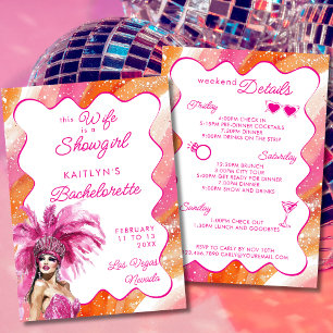 Wife Is A Showgirl Pink Bachelorette Itinerary Invitation