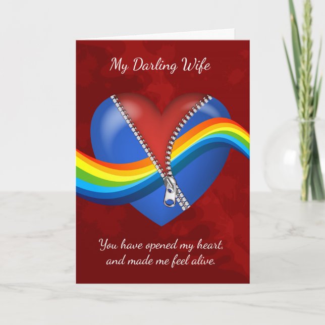 Wife, Lesbian, Valentine's Day Card With Zipper He (Front)