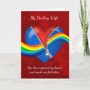 Wife, Lesbian, Valentine's Day Card With Zipper He