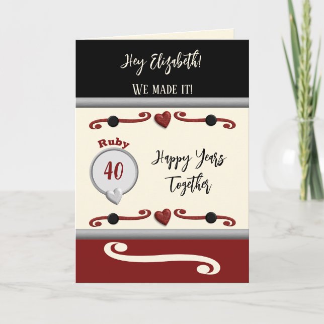 Wife love you ruby 40th anniversary black card (Front)