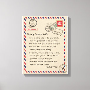 Wife Lovers To My Future Wife I Love You Canvas Print