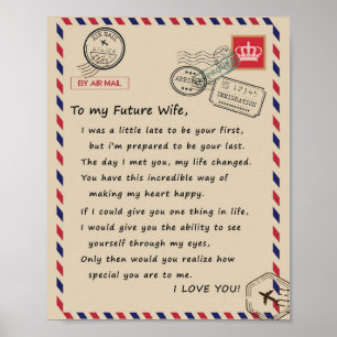 Wife Lovers To My Future Wife I Love You Poster