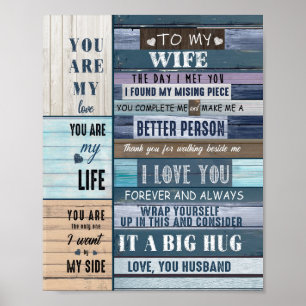 Wife Lovers To My Wife I Love You Love Husband Poster