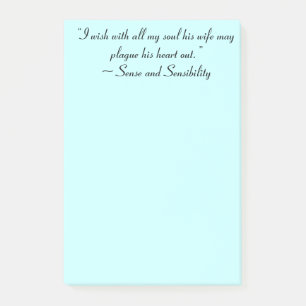 Wife May Plague His Heart Jane Austen Book Quote Post-it Notes
