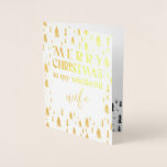Wife Merry Christmas Trees Gold Foil Card<br><div class="desc">Gold foil christmas card lettered with "Merry Christmas to my wonderful wife" in festive typography and elegant script. The template is set up for you to edit the recipient, if you wish and you can also personalise the greeting inside. The design is decorated with a forest of simple sketched christmas...</div>