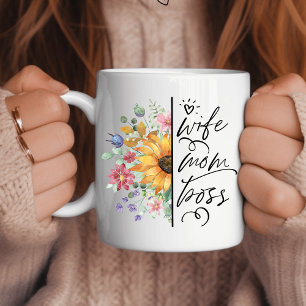 Wife, Mom, Boss Floral Speciality  Large Coffee Mug