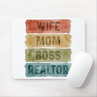 Wife Mom Boss Realtor Personalized Real Estate Mouse Pad