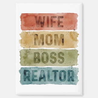 Wife Mom Boss Realtor Watercolor Real Estate Magnet