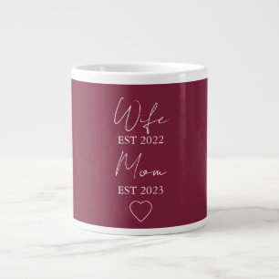 Wife & Mom Est. – Minimalist Valentine Gift Large Coffee Mug