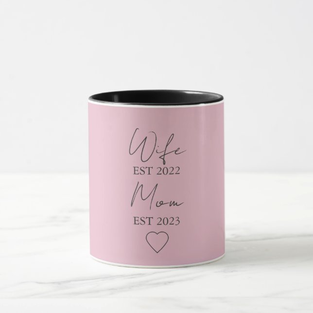 Wife & Mom Est. – Minimalist Valentine Gift Mug (Center)