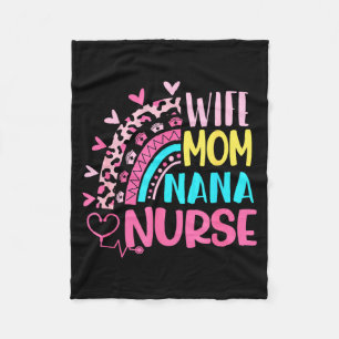 Wife mom nana nurse mothers day nurses day leopard fleece blanket