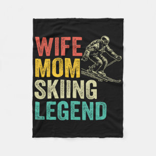 Wife Mom Skiing Legend Vintage Mother's Day Funny Fleece Blanket