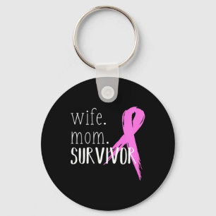 Wife Mom Survivor Design Gift For Breast Cancer Aw Key Ring