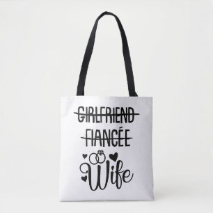 Wife, MRS, Bachelorette Party Wedding Just Married Tote Bag