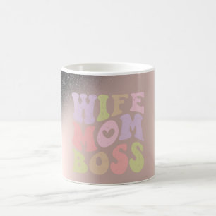 Wife Mum Boss Black Glitter Ombre Rose Gold  Coffee Mug