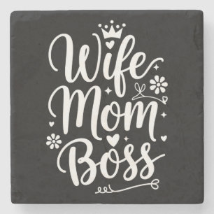 Wife Mum Boss Cute Mother's Day Gift Stone Coaster