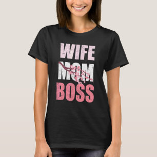 Wife Mum Boss Family Women Cherry Blossom Mothers  T-Shirt