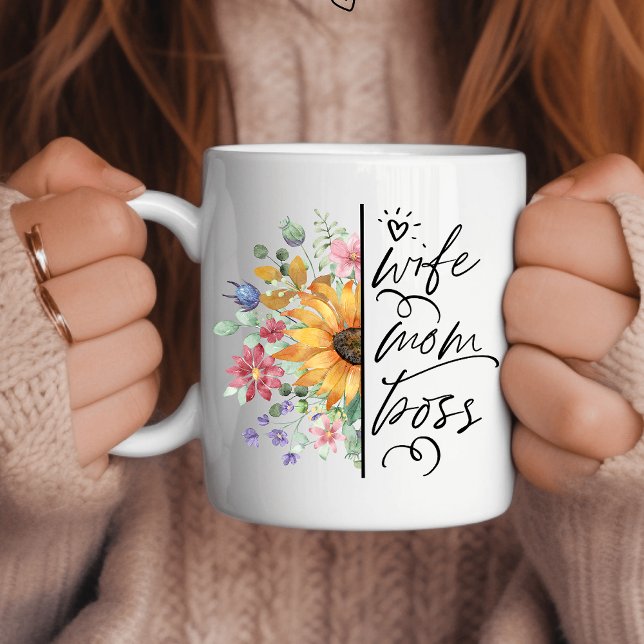 Wife, Mum, Boss Floral Speciality  Large Coffee Mug (Creator Uploaded)