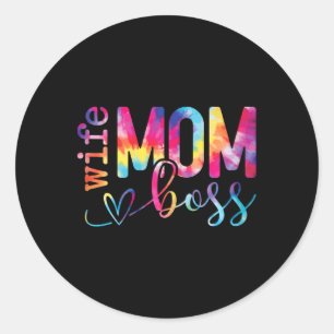 Wife Mum Boss Funny Mothers Day Classic Round Sticker