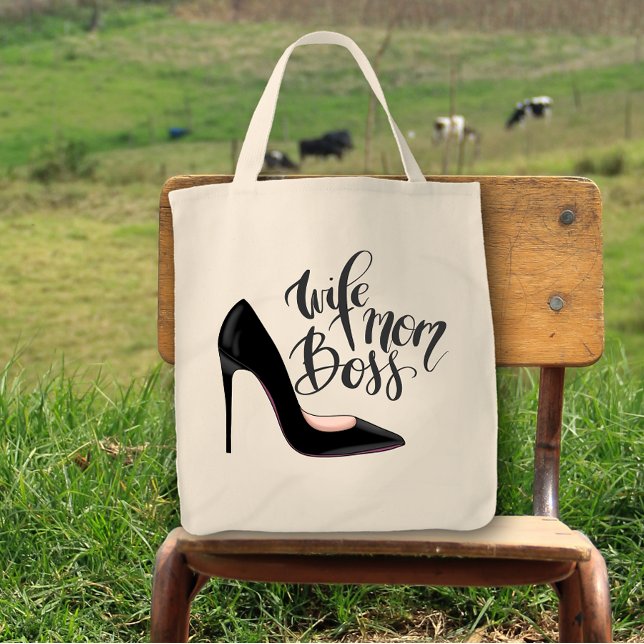 Wife Mum Boss Girly High Heel Fun Cute Tote Bag (Creator Uploaded)