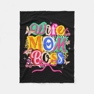 Wife Mum Boss Mothers Day Coquette Bow Aesthetic Fleece Blanket