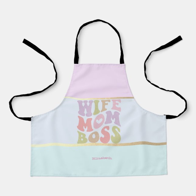 Wife Mum Boss Pastel Colourful Apron (Front)