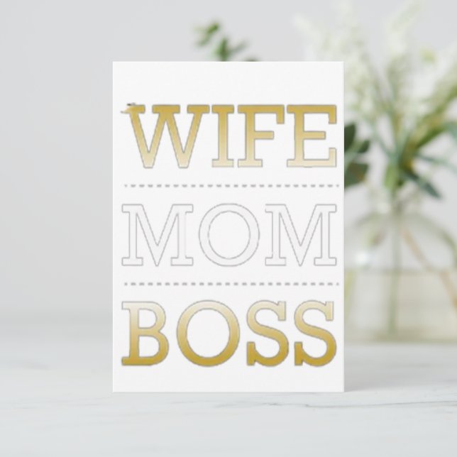 wife mum boss, thank you card (Standing Front)