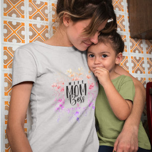 Wife mum boss water colour mother’s day  T-Shirt