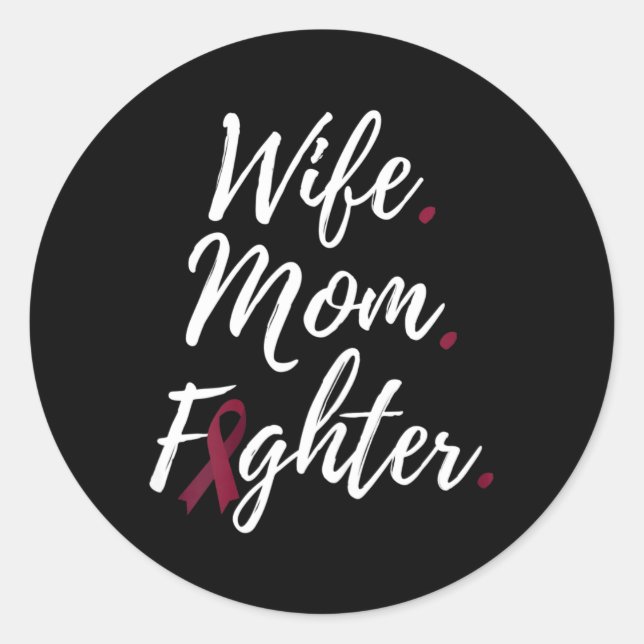 Wife Mum Fighter Brain Aneurysm Awareness  Classic Round Sticker (Front)