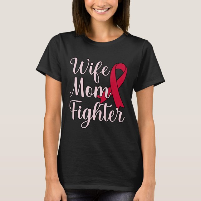 Wife Mum Fighter Brain Aneurysm Awareness Month Gr T-Shirt (Front)