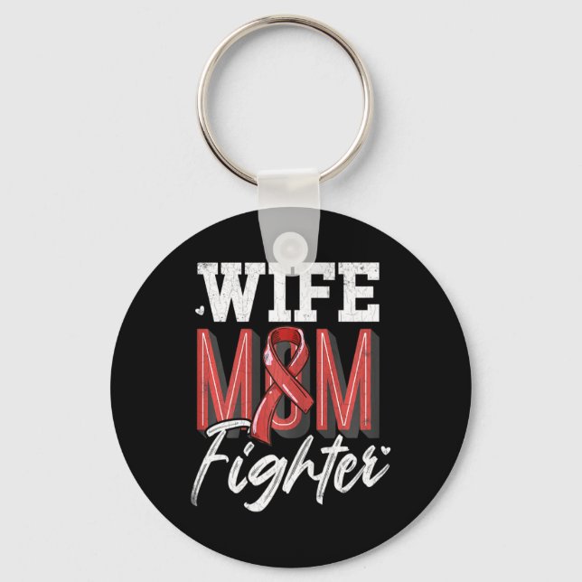 Wife Mum Fighter Brain Aneurysm Awareness Support  Key Ring (Front)