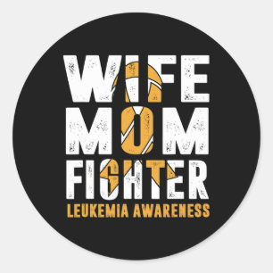Wife Mum Fighter Leukaemia Awareness Classic Round Sticker