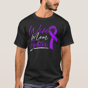Wife Mum Fighter Lupus Purple Ribbon Lupus Awarene T-Shirt