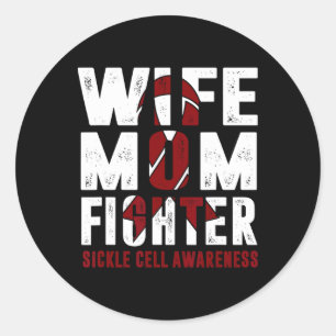 Wife Mum Fighter Sickle Cell Awareness  Classic Round Sticker