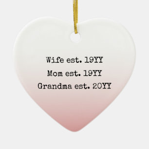 Wife Mum Grandma Est Established Gifts For Grandma Ceramic Ornament