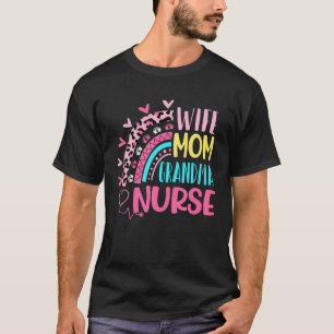 Wife Mum Grandma Nurse Mother Day Nurses Day Leopa T-Shirt