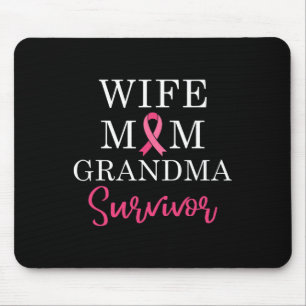 Wife Mum Grandma Survivor Breast Cancer Awareness Mouse Pad