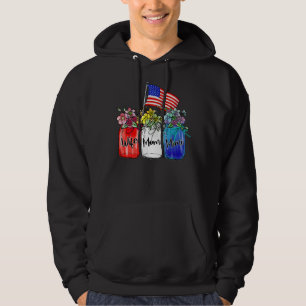 Wife Mum Mimi Flower Vase American Flag 4th Of Jul Hoodie