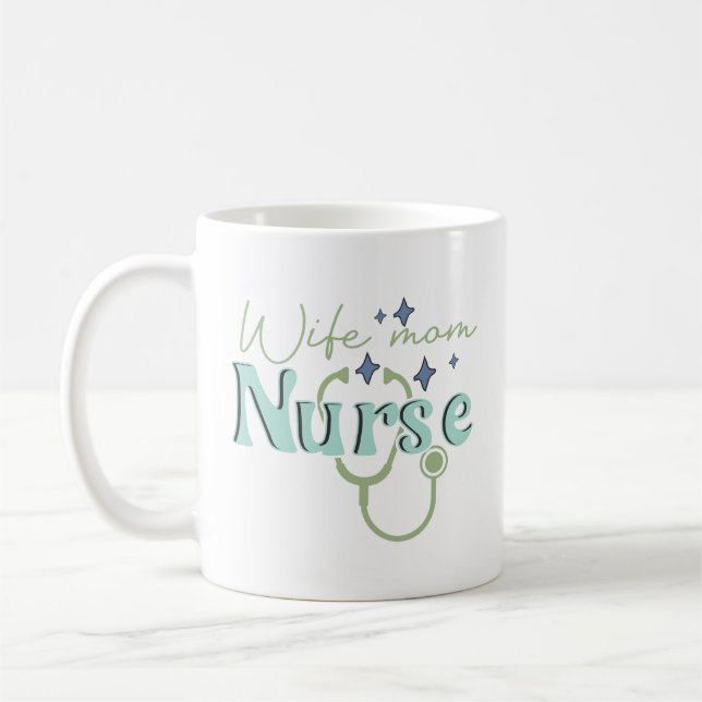 Wife Mum Nurse Gift for Nurse Mother's Day Coffee Mug (Left)