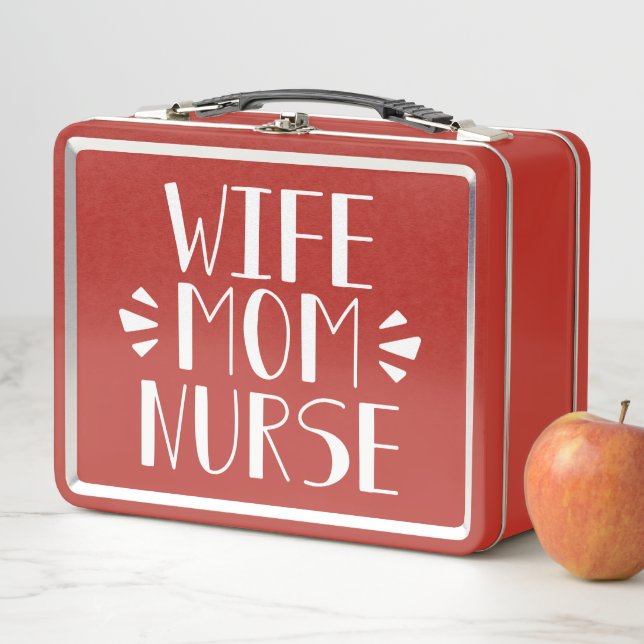 Wife Mum Nurse Graphic Metal Lunch Box (In Situ)