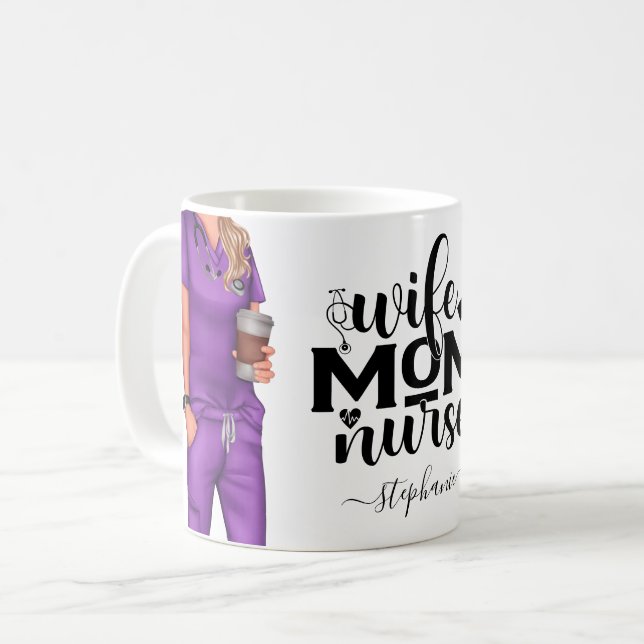 Wife Mum Nurse Personalised Coffee Mug (Front Left)