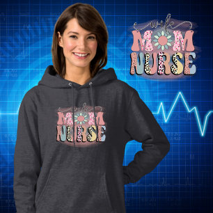Wife Mum Nurse Retro Leopard Print Typography Hoodie