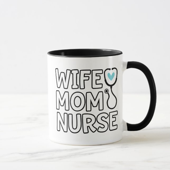 Wife Mum Nurse Stethoscope Heart Nurse Life Mug (Right)