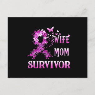 Wife Mum Survivor Breast Cancer Awareness Pink Rib Postcard